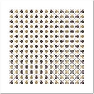 Dark and Light Brown Flower Pattern Posters and Art